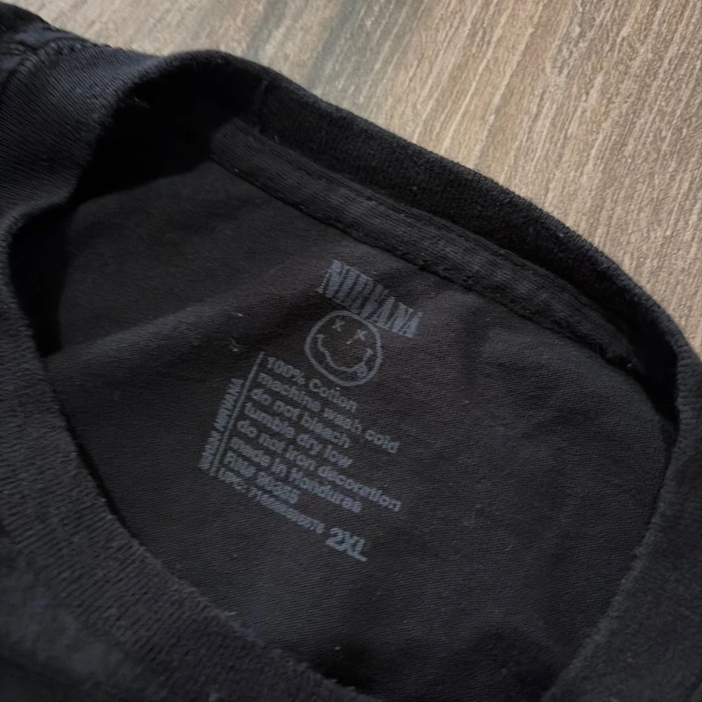 NIRVANA Black Short-Sleeve Tee with Yellow Distressed Smiley - Picture 2 of 2
